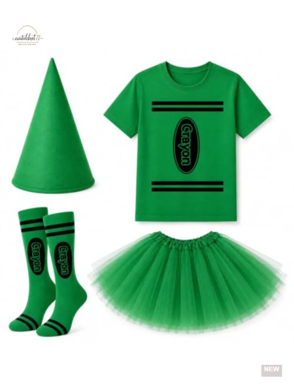 Halloween Crayon Costume Set Women Tutu Skirt Socks Hat Tee